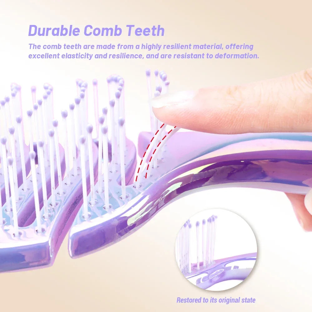 Iridescent Crescent Moon Detangling Hairbrush & Scalp Massager