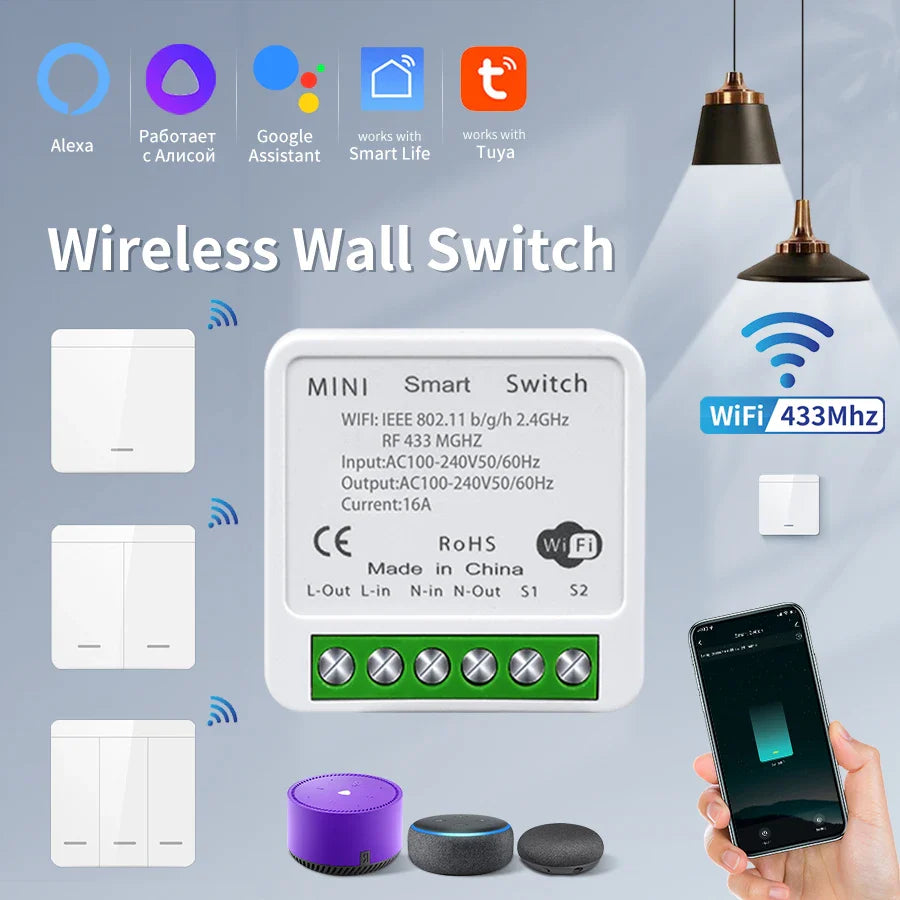 Tuya WiFi Smart Switch 1/2/3 Gang 433MHz | Alexa Google