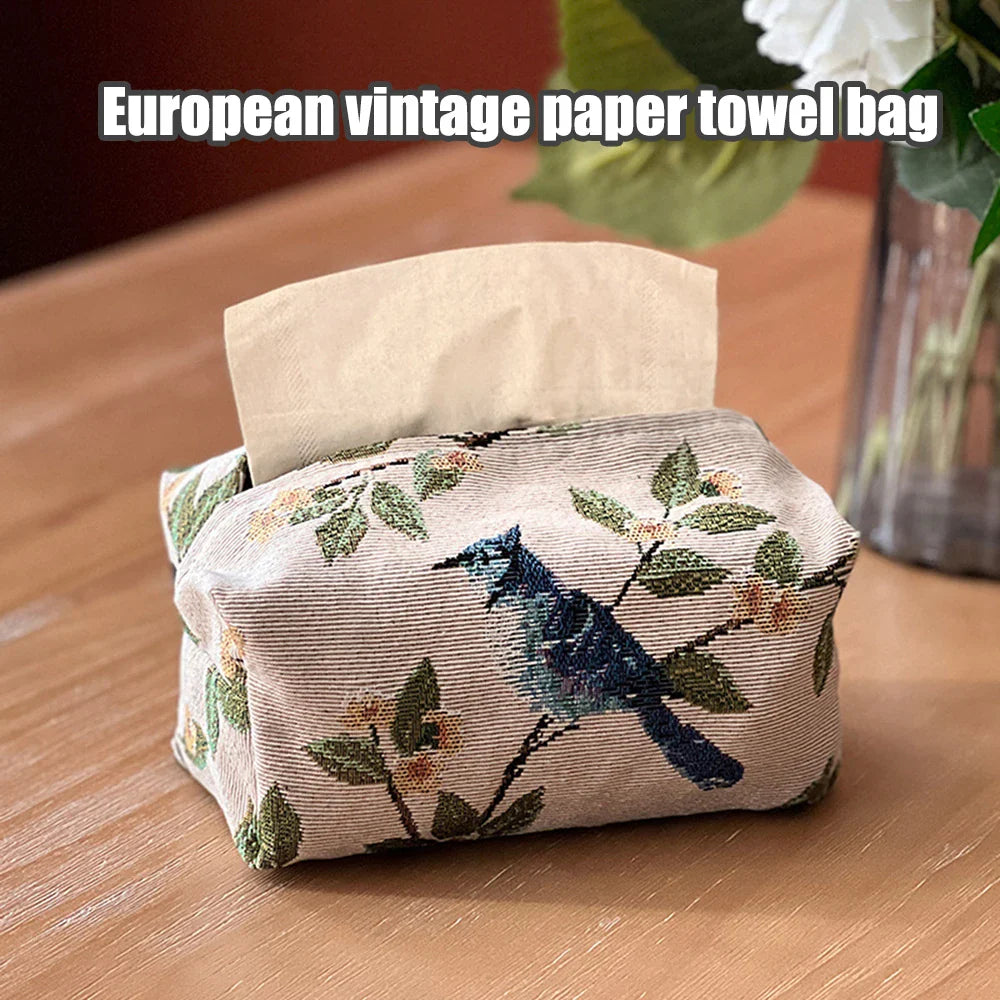 European Retro Jacquard Fabric Tissue Box Cover | Desktop
