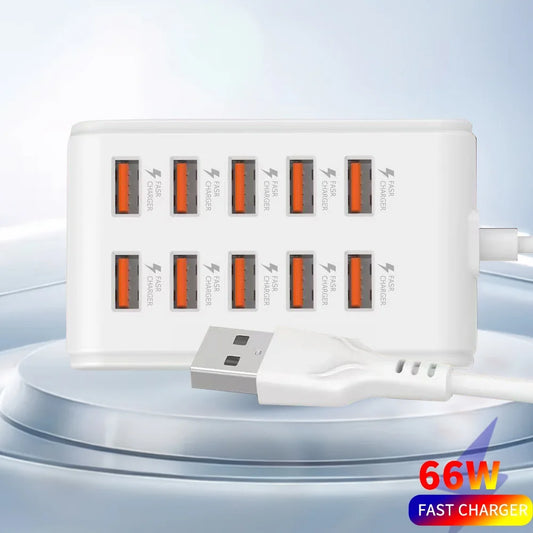 10-in-1 USB Desktop Charging Station | 25W Multi-Port Fast Charger USB Charging Station Peaceful Pleasures Health and Wellness