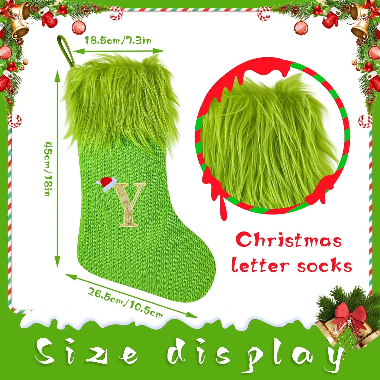 Large Knitted Christmas Stocking – Alphabet Letter Holiday Decor