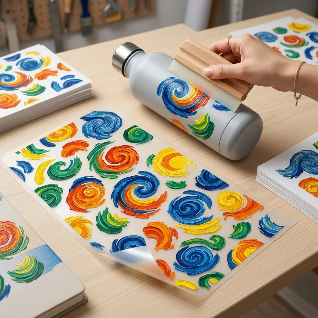 Rainbow Swirl UV Transfer Stickers | Waterproof DIY Decals