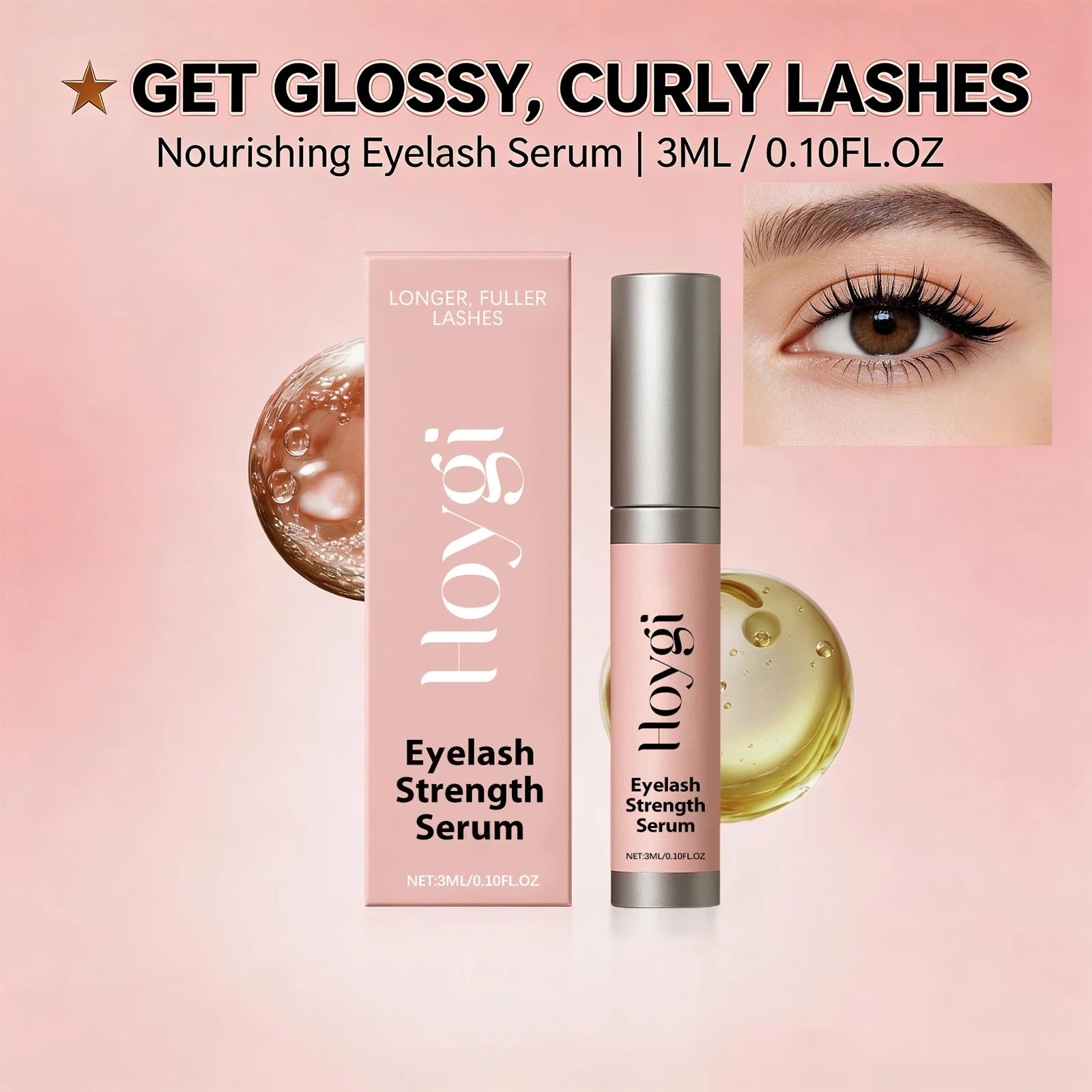 Eyelash Strengthen Serum Longer Fuller Lashes Curl Thicken Natural Eyelashes Deep Nourishing Eyelash Serum Eye Care Products Peaceful Pleasures Health and Wellness