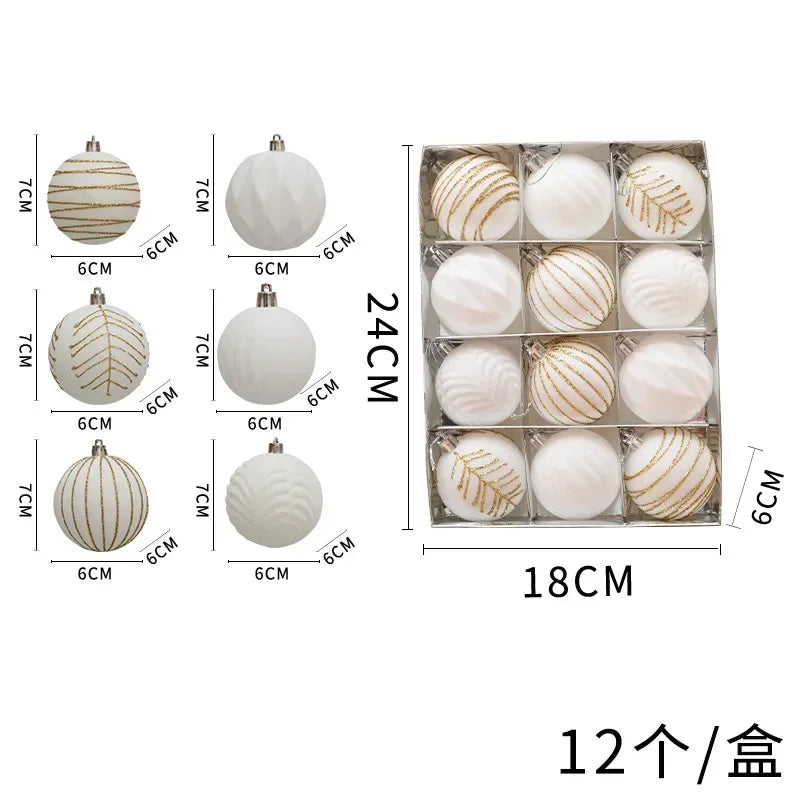 12-Pack Velvet Christmas Ball Ornaments 6cm – Red, Green & White