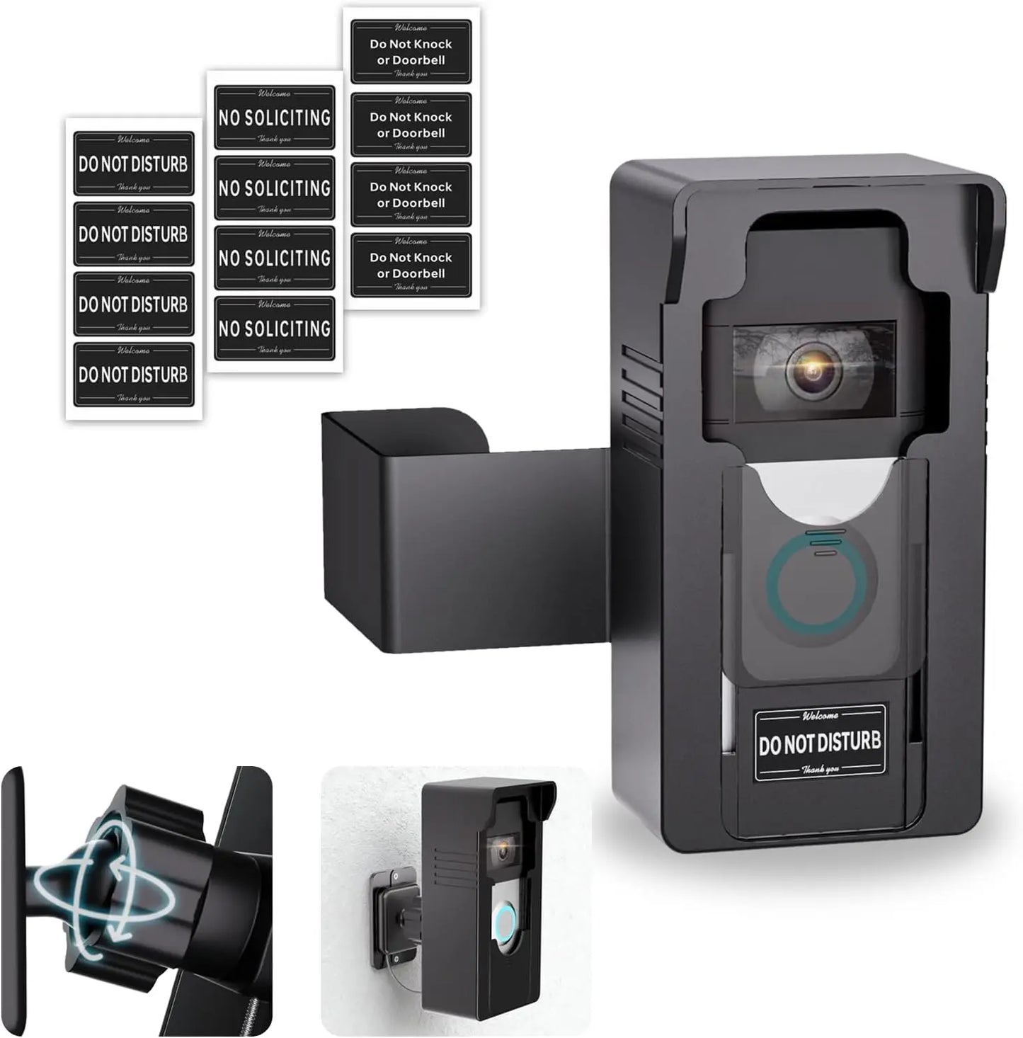 No-Drill Anti-Theft Doorbell Mount – 360° Adjustable Wireless Camera Holder Peaceful Pleasures Health and Wellness United States