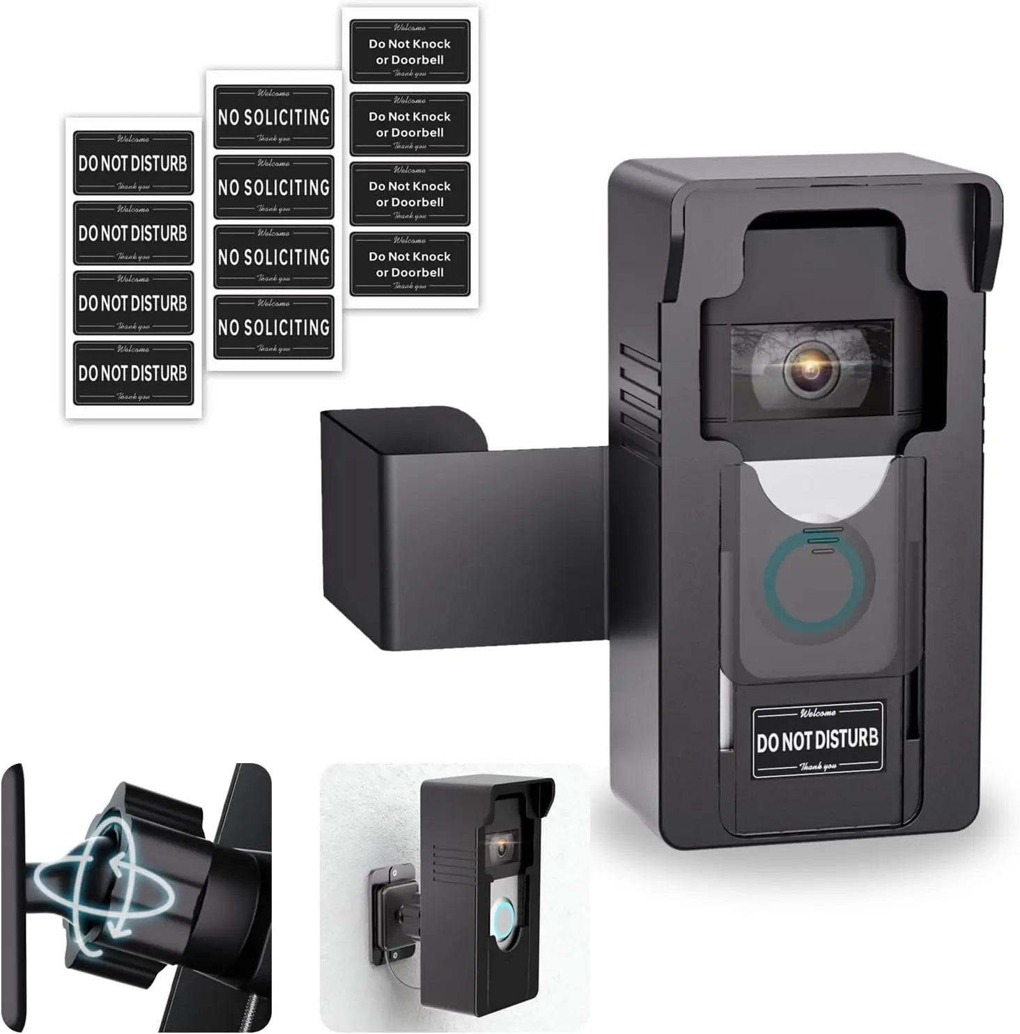 No-Drill Anti-Theft Doorbell Mount – 360° Adjustable Wireless Camera Holder Peaceful Pleasures Health and Wellness United States