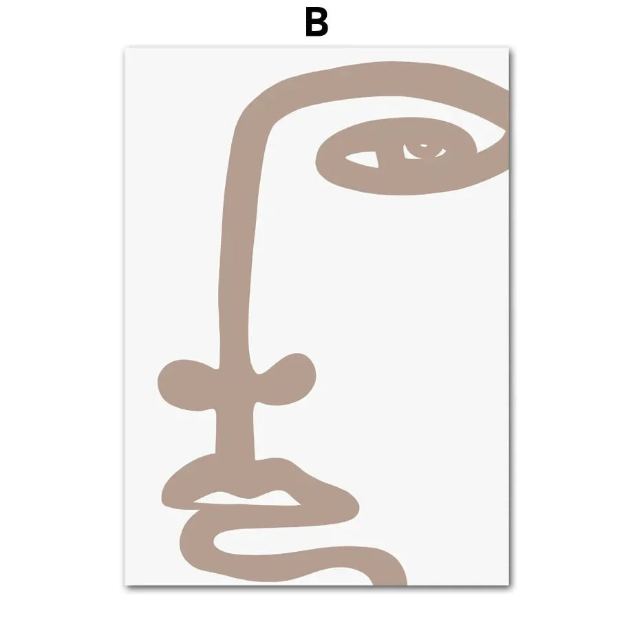 Abstract Bohemian Girl Face Canvas Wall Art | Nordic Unframed
