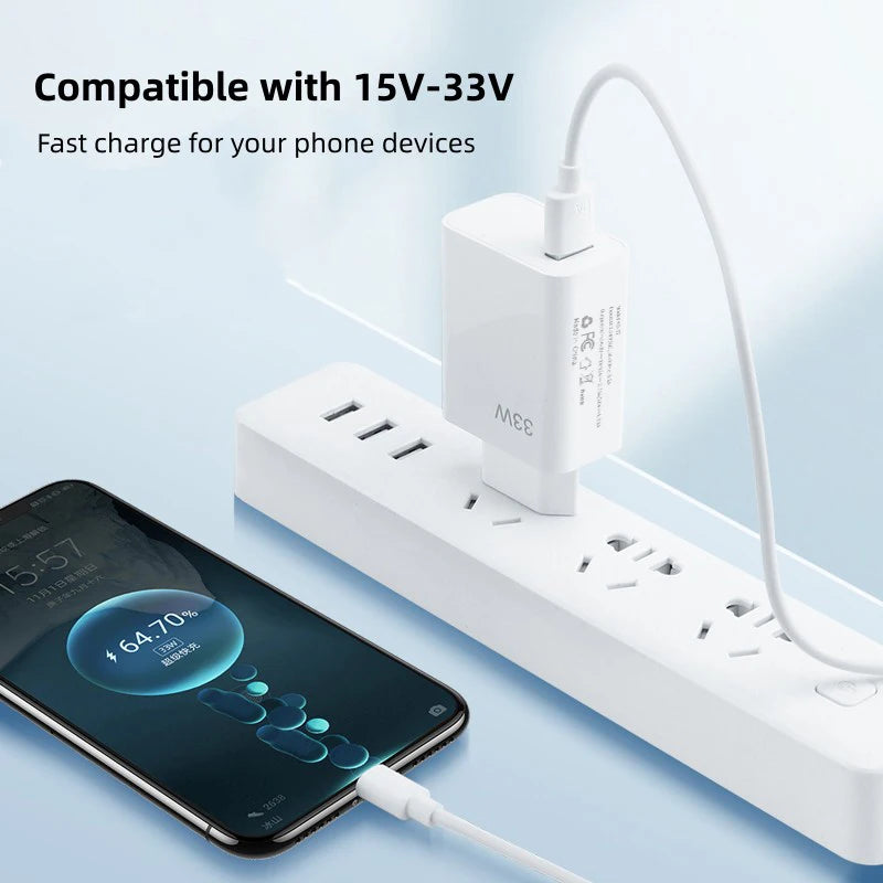 33W Quick Charge 3.0 USB Wall Charger + 6A Type-C Cable