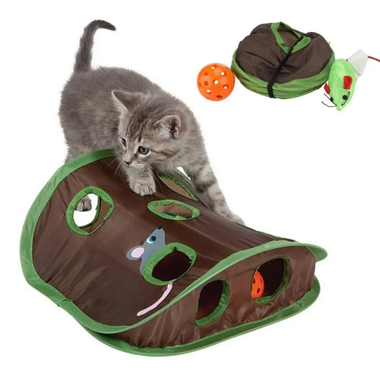 Interactive 9-Hole Cat Tunnel Hide & Seek Mouse Hunt Toy Interactive Cat Toy Peaceful Pleasures Health and Wellness