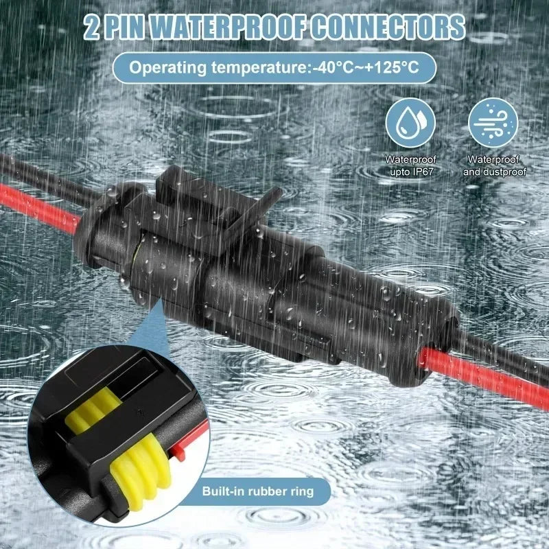 Waterproof 2-Pin Wire Connectors – 20 AWG Automotive Kit