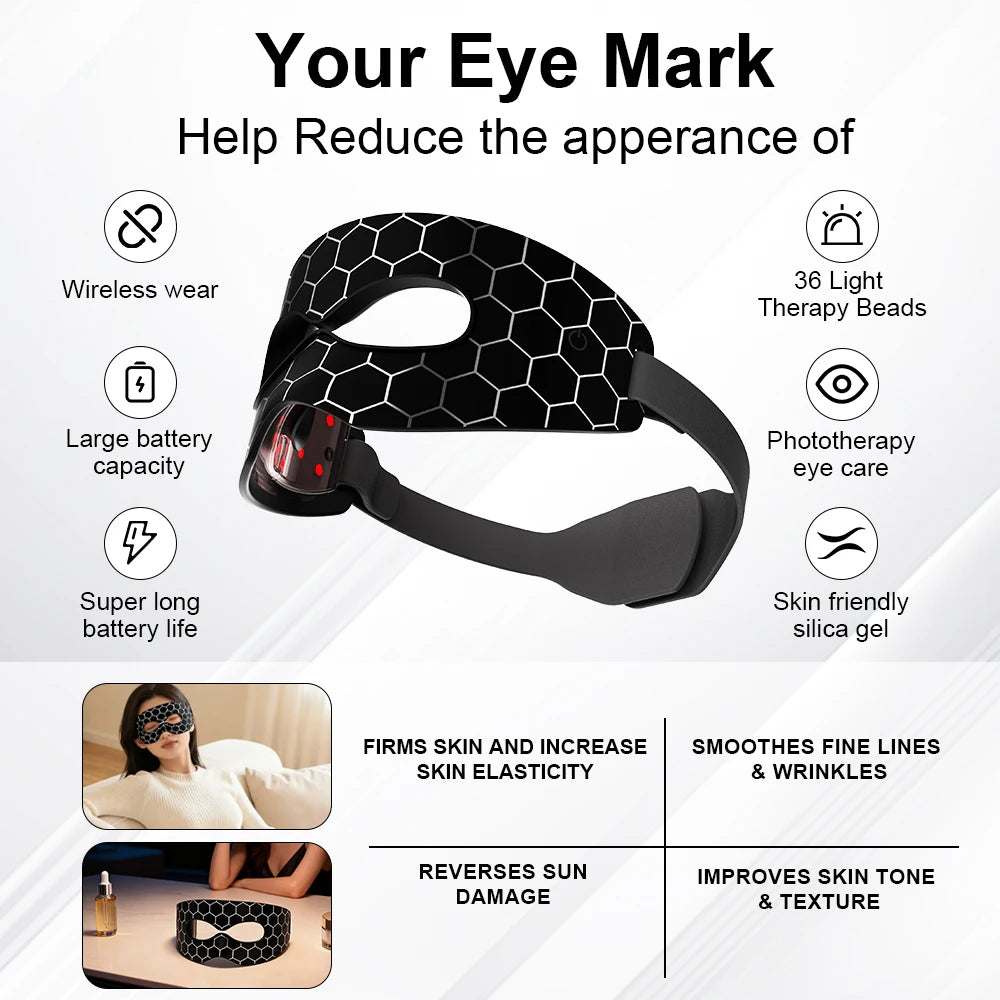 Cordless Red Light Eye Mask 7 Color Silicone Photon Therapy Under Eye Rejuvenation Mask for Dark Circle Puffiness Beauty Device Peaceful Pleasures Health and Wellness