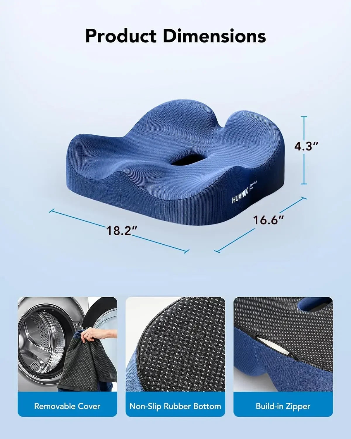 Ergonomic Memory Foam Cooling Gel Seat Cushion for Office Chair, Car, Home - Hip Support & Pressure Relief Peaceful Pleasures Health and Wellness