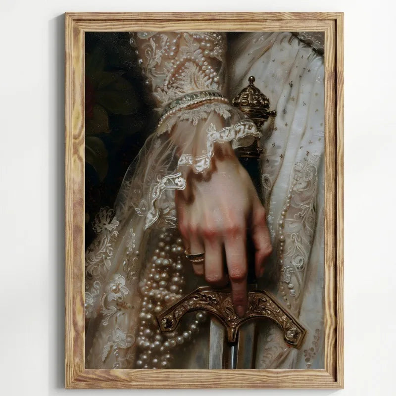 Victorian Woman Canvas Wall Art | Moody Vintage Black Rose Print