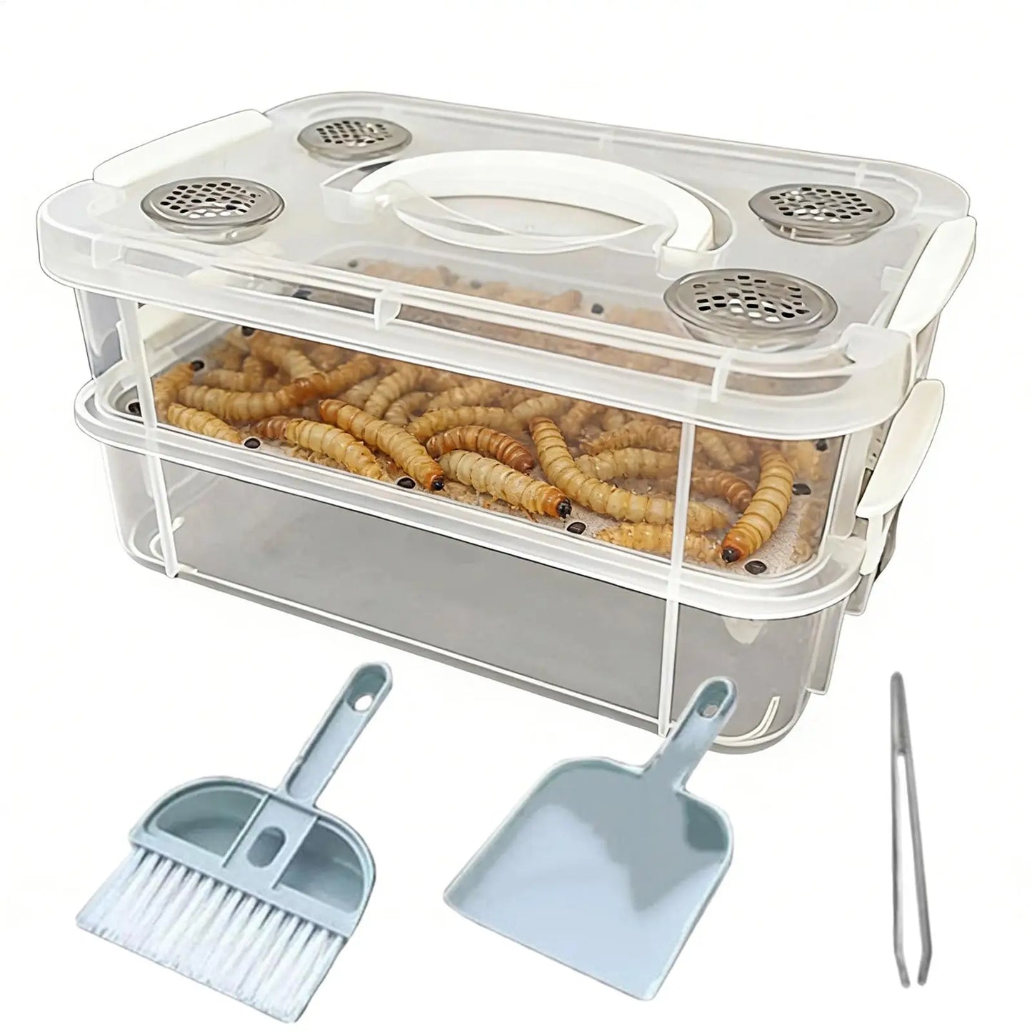 Mealworm Breeding Kit – Transparent Stackable Feeder Box