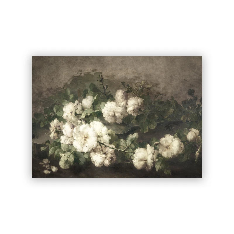 Vintage County Landscape Gallery Wall Art Prints Rustic Moody Cloud Oil Painting Canvas Prints Antique Flower Pictures Decor Peaceful Pleasures Health and Wellness 2 50x70cm Unframed