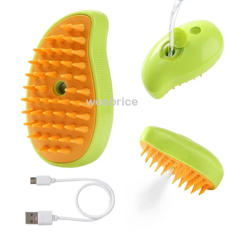 3-in-1 Electric Steam Pet Brush – Cat & Dog Grooming Comb