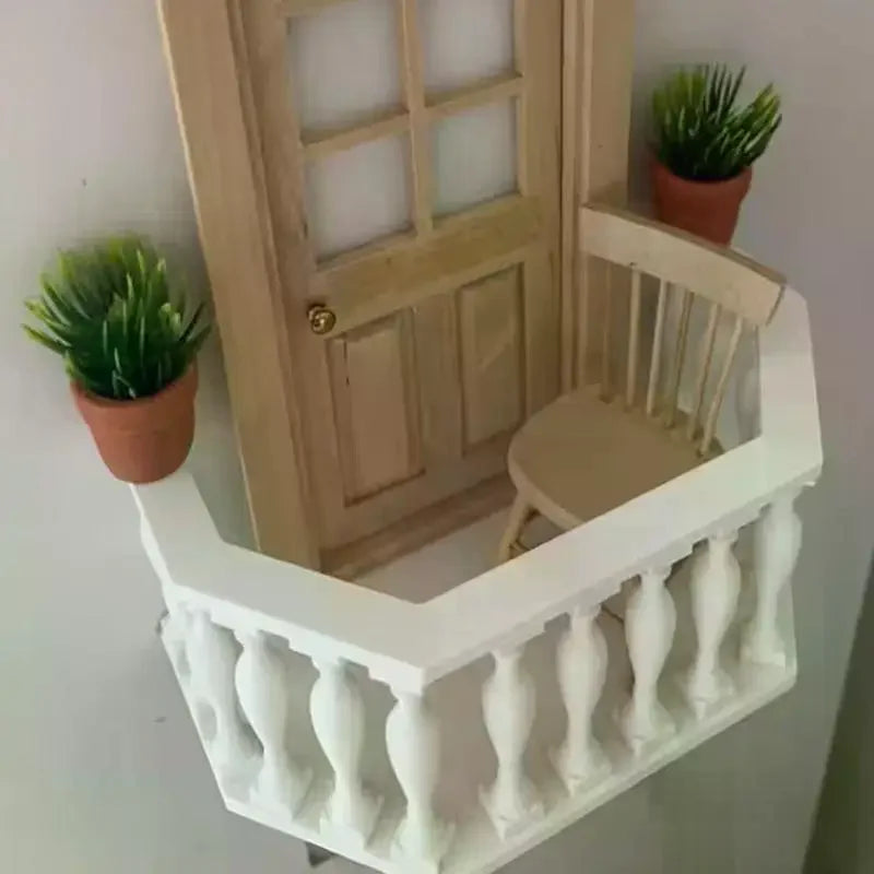 European Miniature Balcony with Railing | Dollhouse DIY Decor