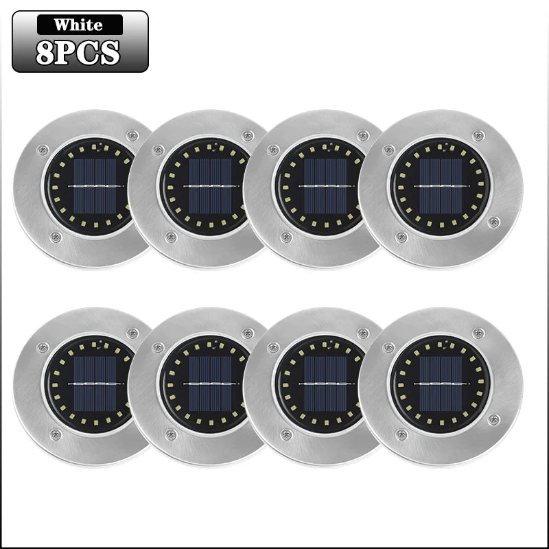 Solar In-Ground Disk Lights – 20 LED Waterproof Landscape Set