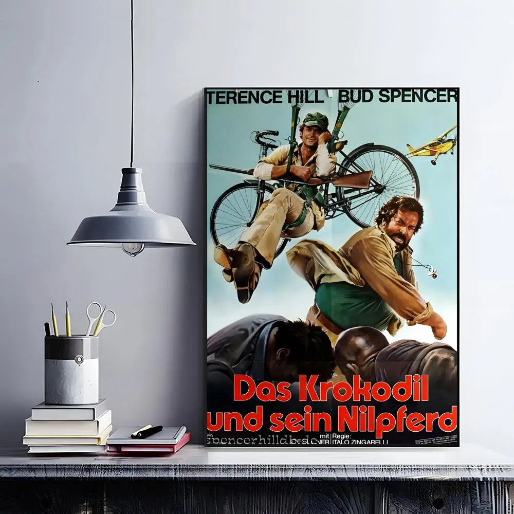 Terence Hill & Bud Spencer HD Wall Poster | Self-Adhesive PVC Art Wall Art Poster Peaceful Pleasures Health and Wellness z9 21X30cmNoframe