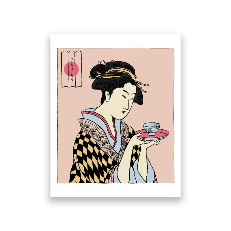 Art Print Watercolor Sushi Poster Kitchen Wall Canvas Painting Japan Restaurant Decor Japanese Ramen Noodles Cat Illustrated Peaceful Pleasures Health and Wellness T80287-11 20x30cm Unframed