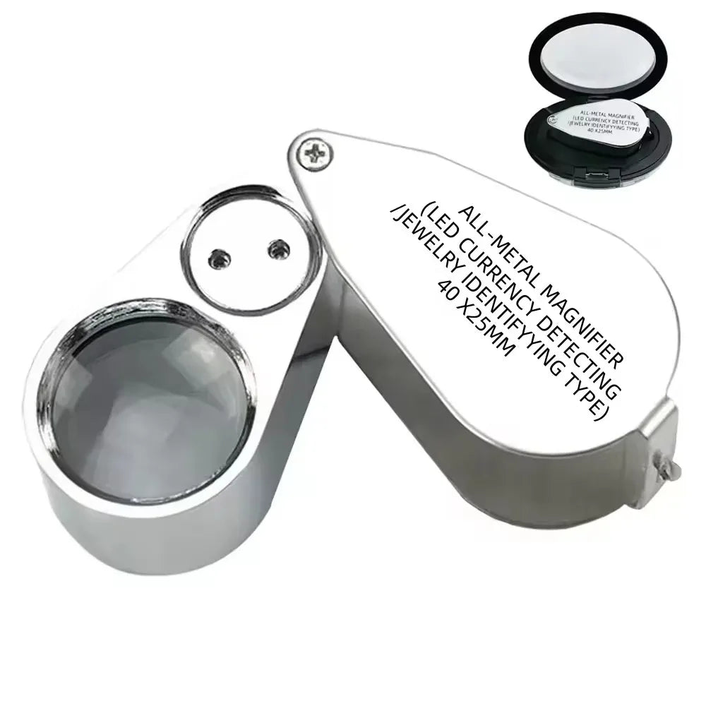 40X Magnifying Glass with LED UV Light Optical Glass Lens Metal Body for Gemstone Identification and PCB Inspection Peaceful Pleasures Health and Wellness