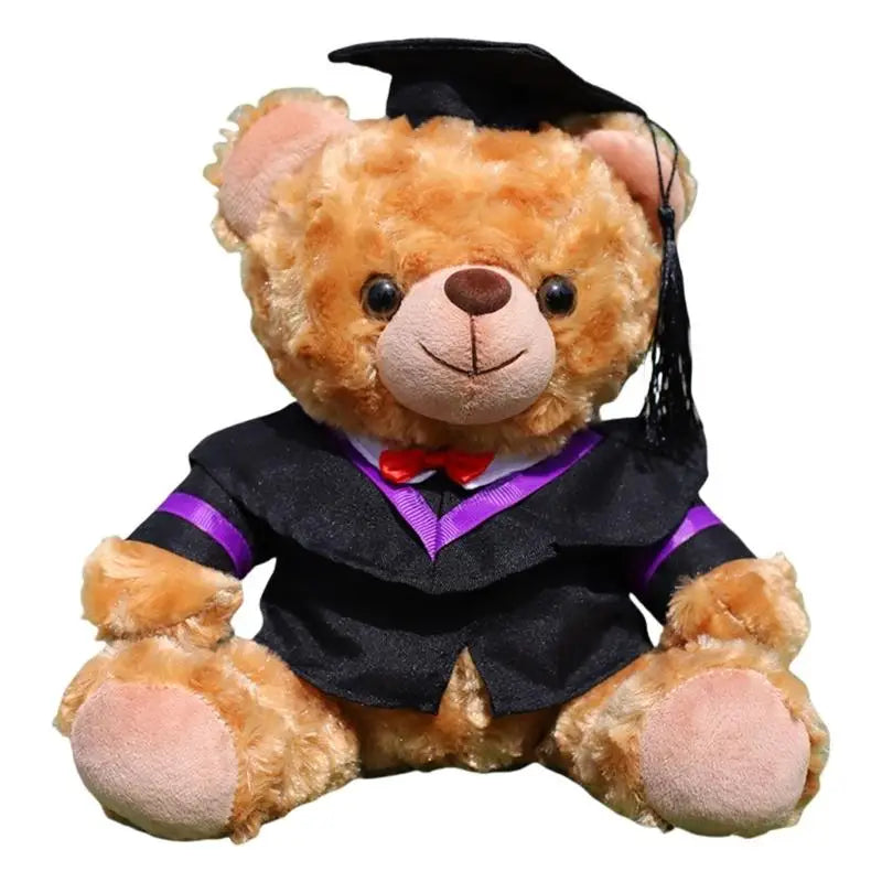Graduation Plush Bear with Cap & Gown | 10.6" Stuffed Toy Graduation Plush Bear Peaceful Pleasures Health and Wellness for Purple collar CN