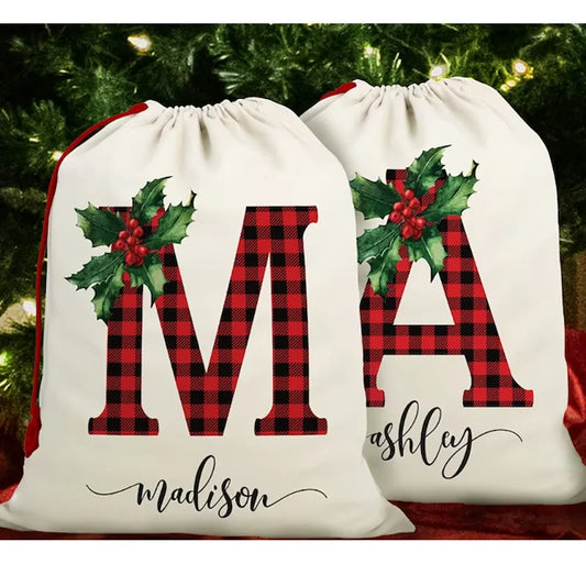 Personalized Christmas Gift Sack | Custom Santa Stocking Bag Holiday Gift Sack Peaceful Pleasures Health and Wellness Message Name 30x40cm