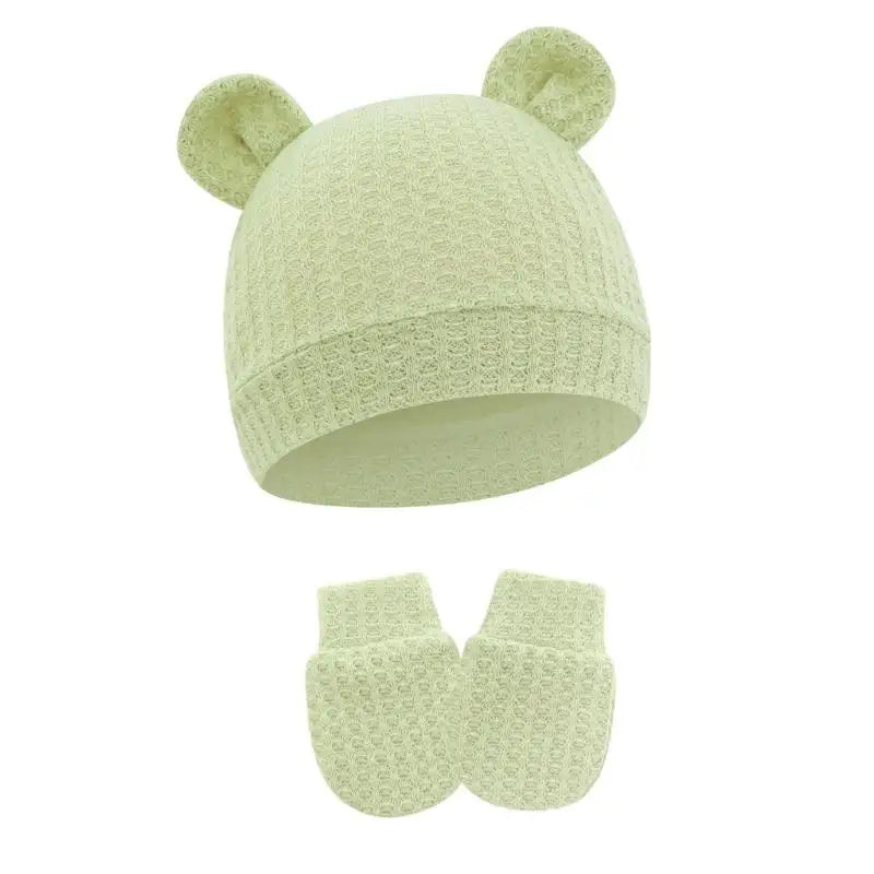 Newborn Baby Hat & Mittens Set | Soft Cotton, 0–6 Months