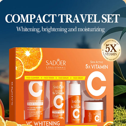 SANENDI Vitamin C Travel Skincare Set – 4-Piece Face Care Kit Travel Skincare Set Oasis Select