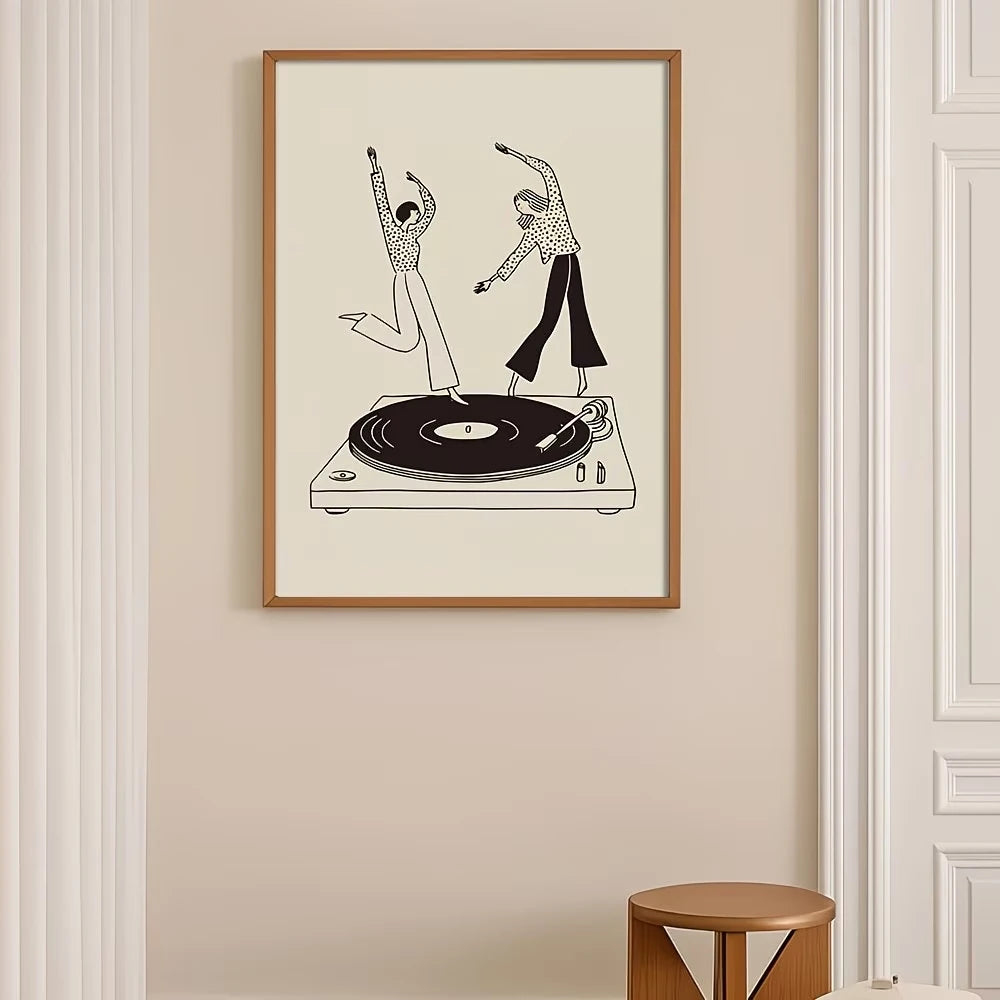 Dancing Girls Vinyl Record Canvas Wall Art Print | Music Decor
