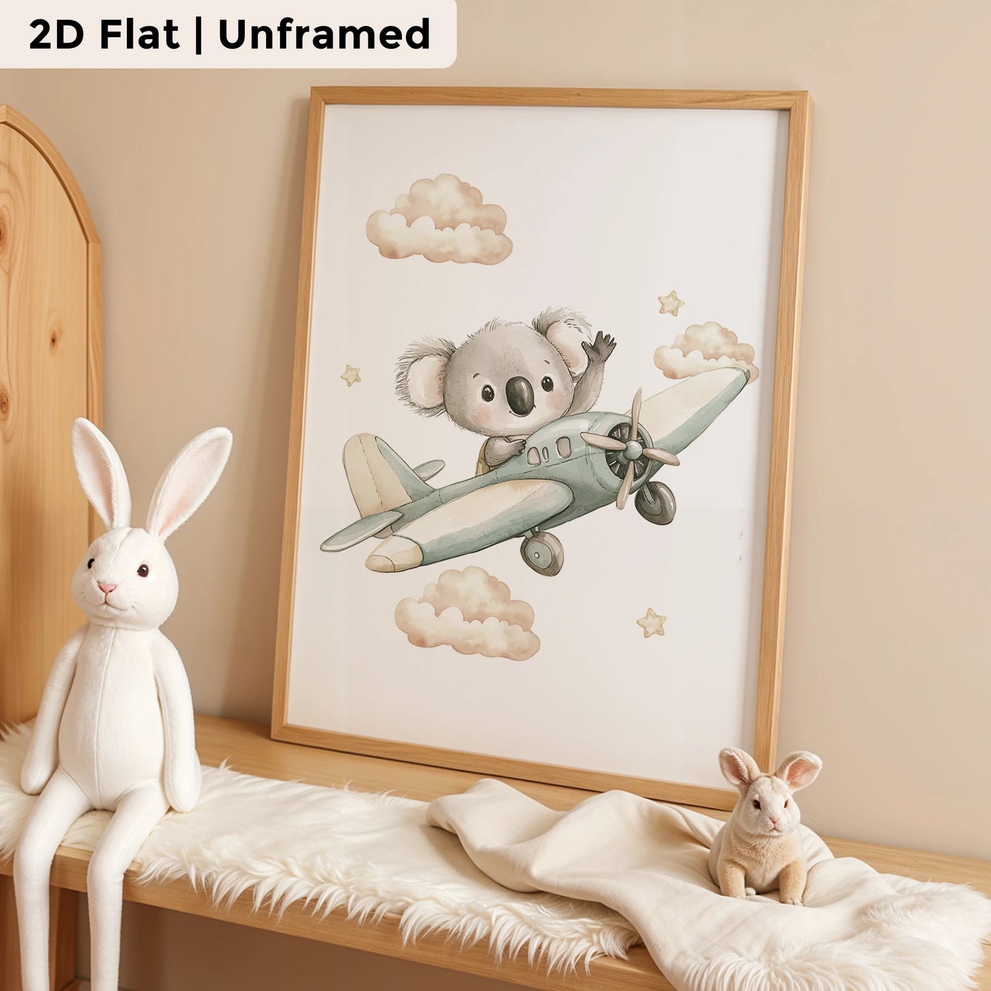3-Piece Koala Hot Air Balloon Canvas Wall Art | Kids Room Decor