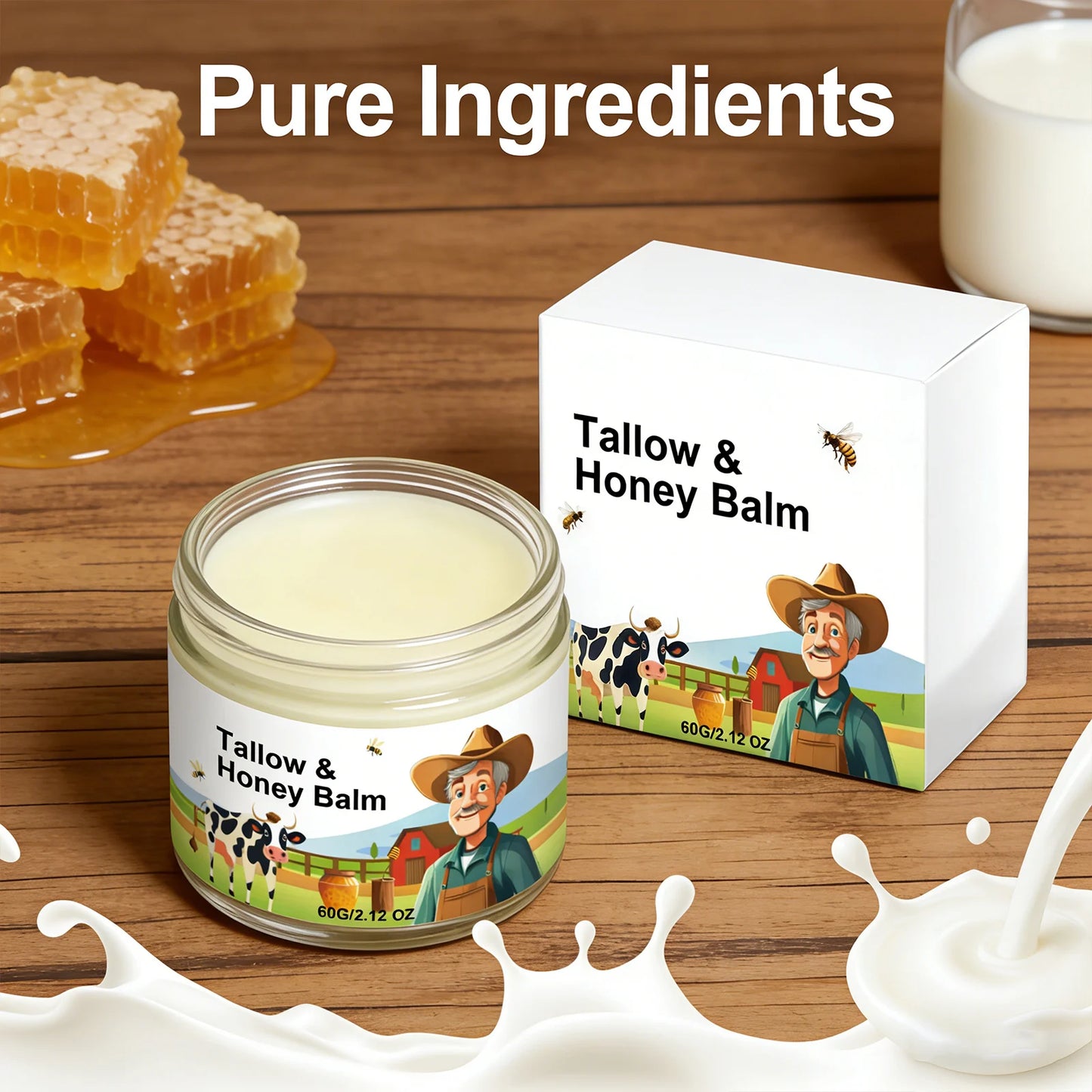 Tallow Honey Balm Facial Cream – Moisturize & Repair Dry Skin Facial Moisturizer Cream Peaceful Pleasures Health and Wellness