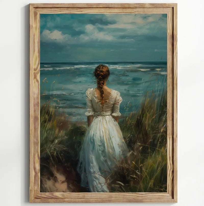 Victorian Woman Canvas Wall Art | Moody Vintage Black Rose Print