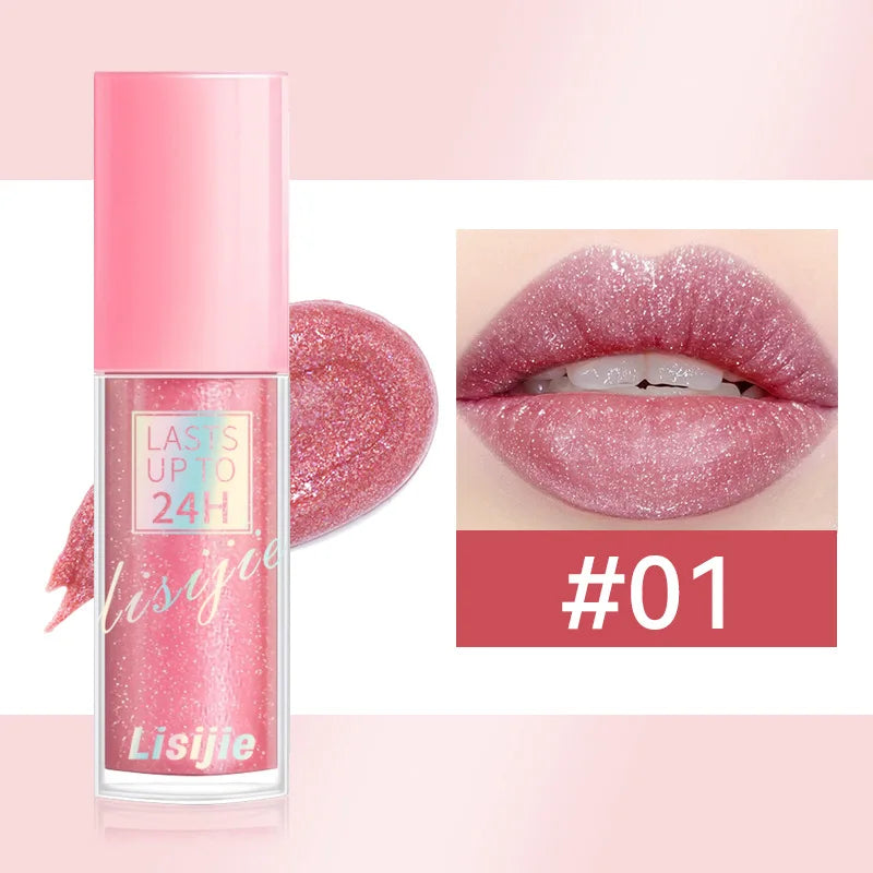 Diamonds Glitter Lip Gloss – 24H Waterproof Pearl Lipstick