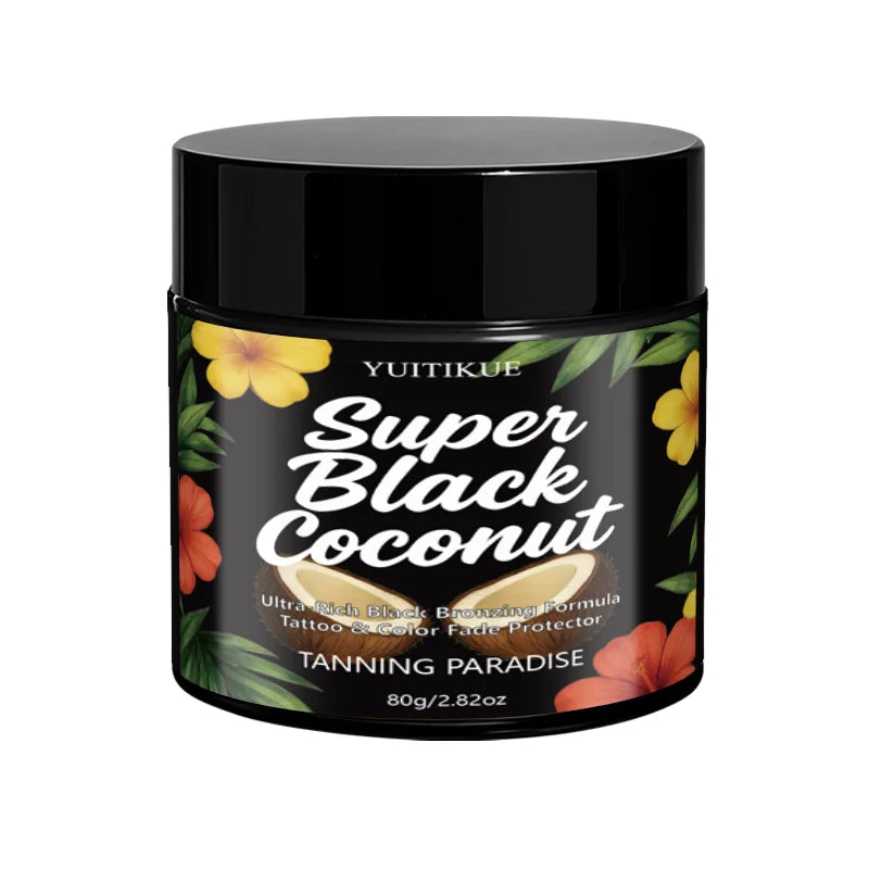 Yuitikue Super Black Coconut Tanning Cream, 80g Ultra-Rich Black Bronzing Formula for Tattoo & Color Fade Protection Peaceful Pleasures Health and Wellness 1pc 80g
