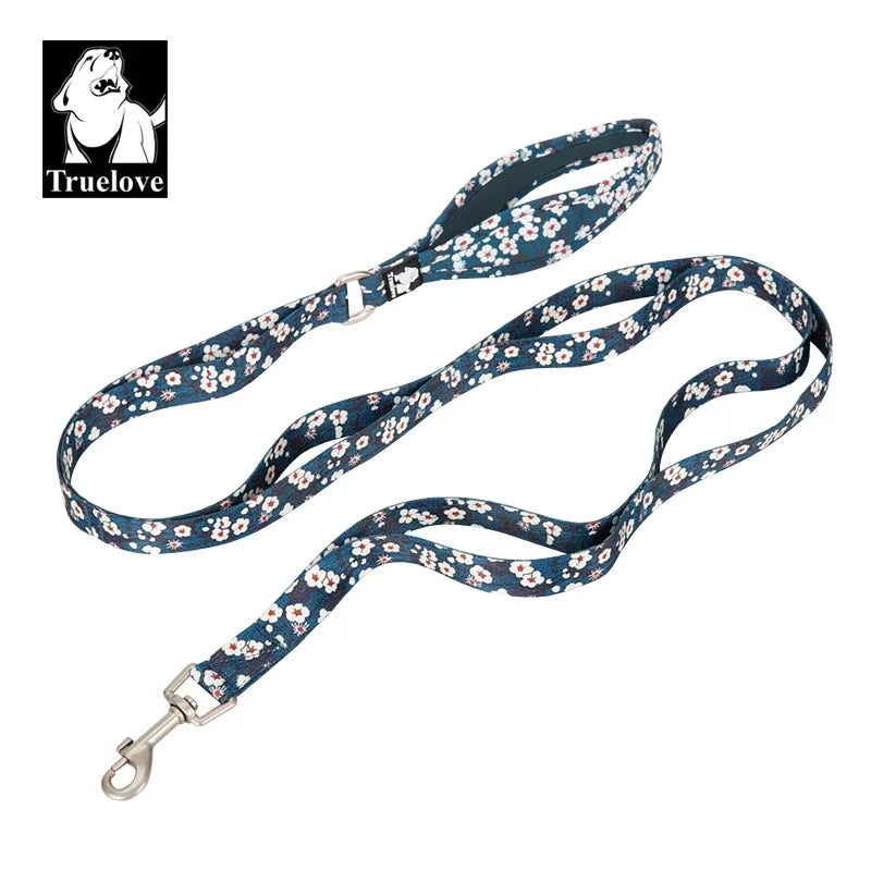 Truelove Floral Pet Leash Neoprene Padded Handle Extra Traffic Control Dog and Cat Strong Enough and Easy to Use Travel TLL3112 Peaceful Pleasures Health and Wellness SAXONY BLUE M spain