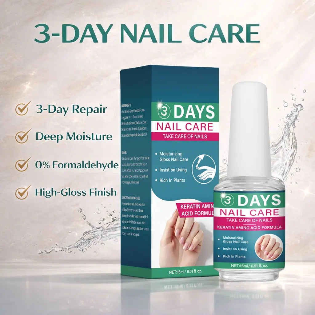 3 Days Nail Care Oil Keratin Amino Acid Formula Fast Dry 90s Salon Shine No Chip Deep Moisture Nail Strengthener,15ml Peaceful Pleasures Health and Wellness