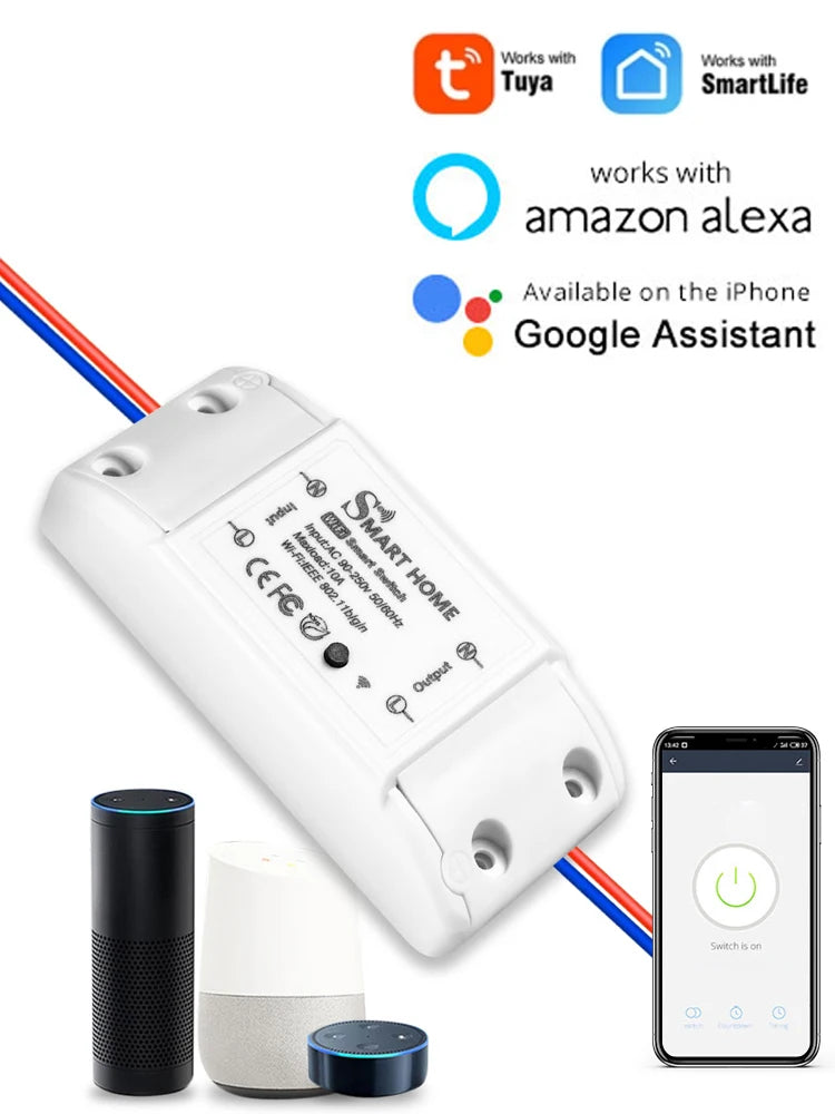 Tuya Smart WiFi Switch 10A Mini Intelligent Breaker Smart Life APP Wireless Remote Control Voice Control With Alexa Google Home Peaceful Pleasures Health and Wellness Tuya WiFi Breaker