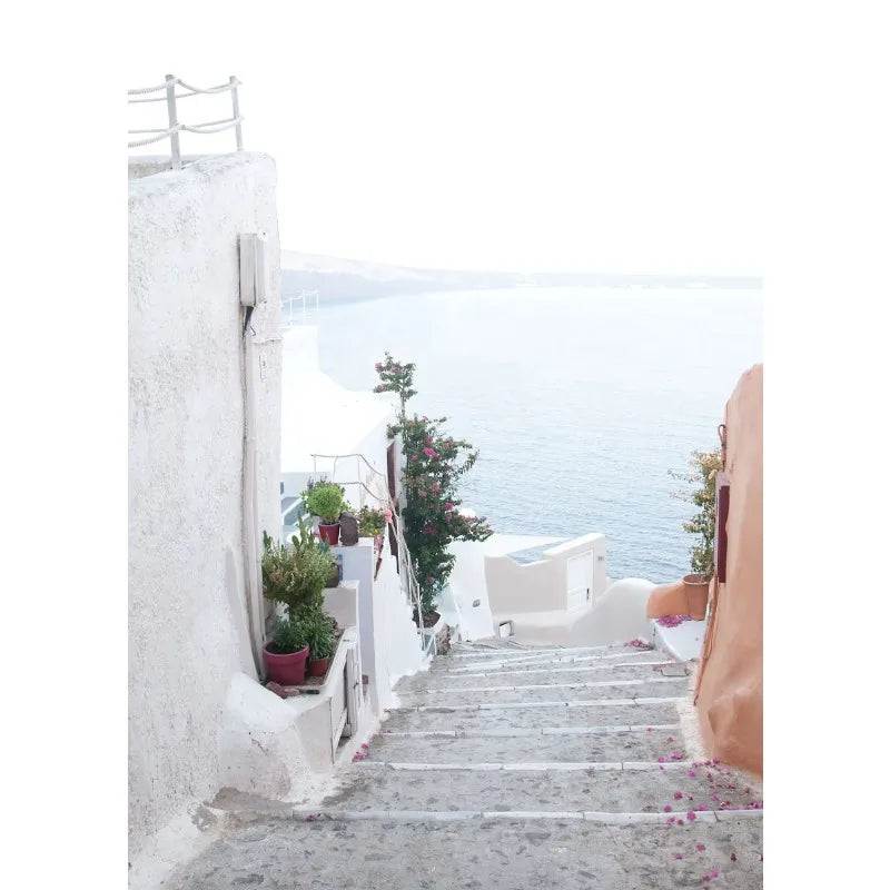 Santorini Greece Canvas Wall Art | Aesthetic Travel Poster