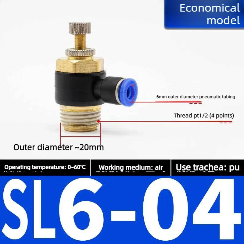 Quick Connect Pneumatic Air Speed Throttle Valve SL 4–12mm