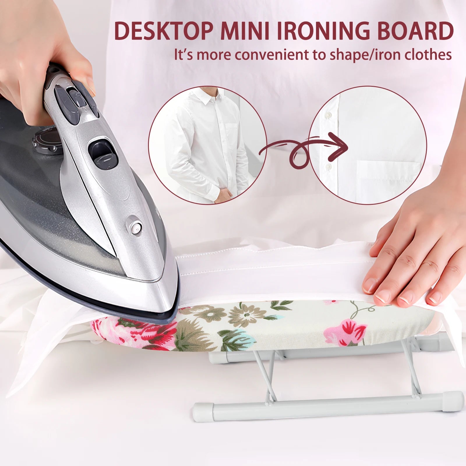Mini Portable Sleeve Ironing Board Home Desktop Foldable Ironing Board for Easy Storage and Carrying Suitable Shirt, Sleeve Size Peaceful Pleasures Health and Wellness