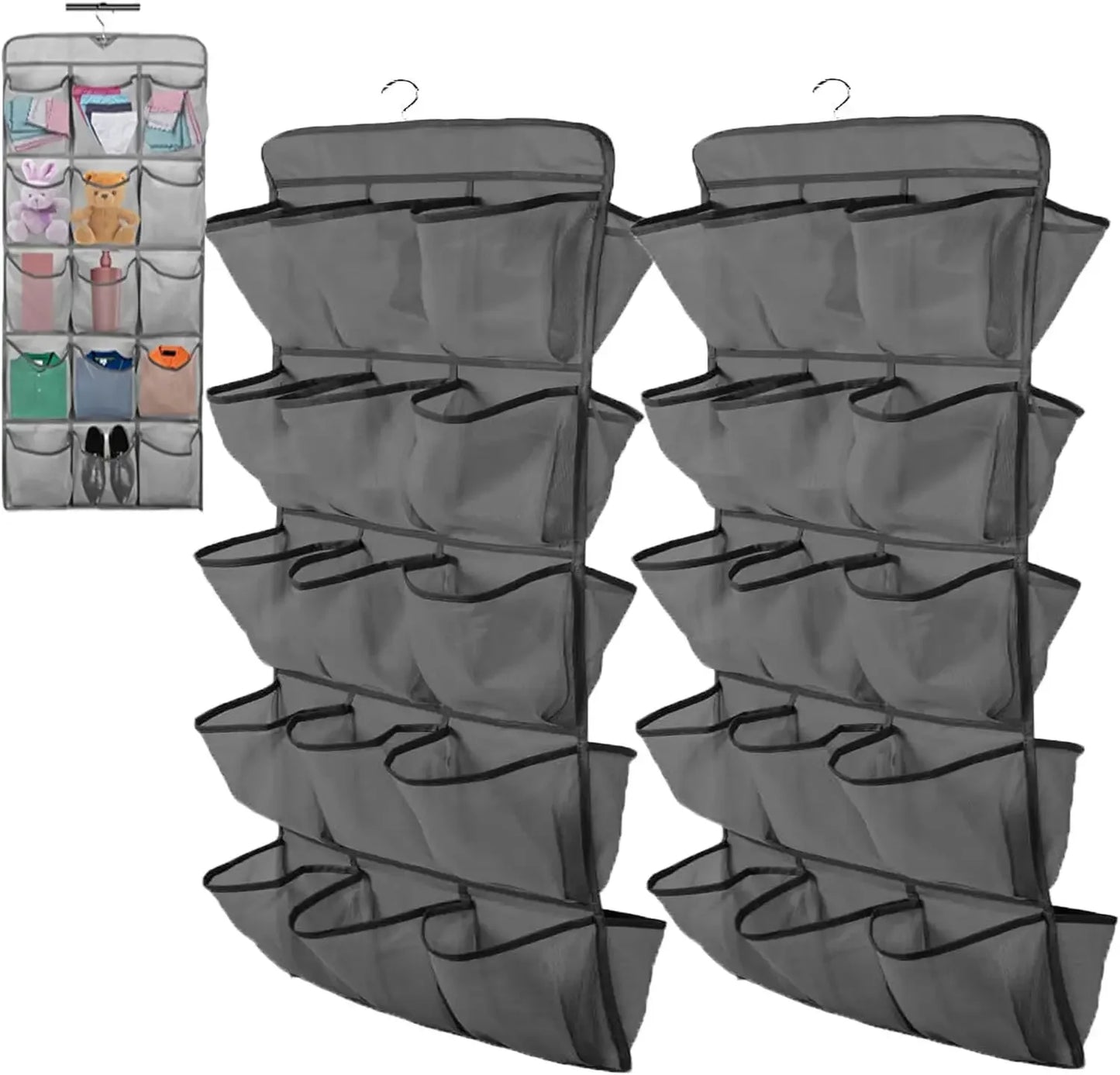 2-Piece Dual-Sided Hanging Shoe Organizer with 30 Large Mesh Pockets and 360° Rotating Hanger, Space-Saving Storage for Closet Peaceful Pleasures Health and Wellness United States