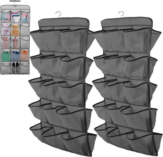 2-Piece Dual-Sided Hanging Shoe Organizer with 30 Large Mesh Pockets and 360° Rotating Hanger, Space-Saving Storage for Closet Peaceful Pleasures Health and Wellness United States