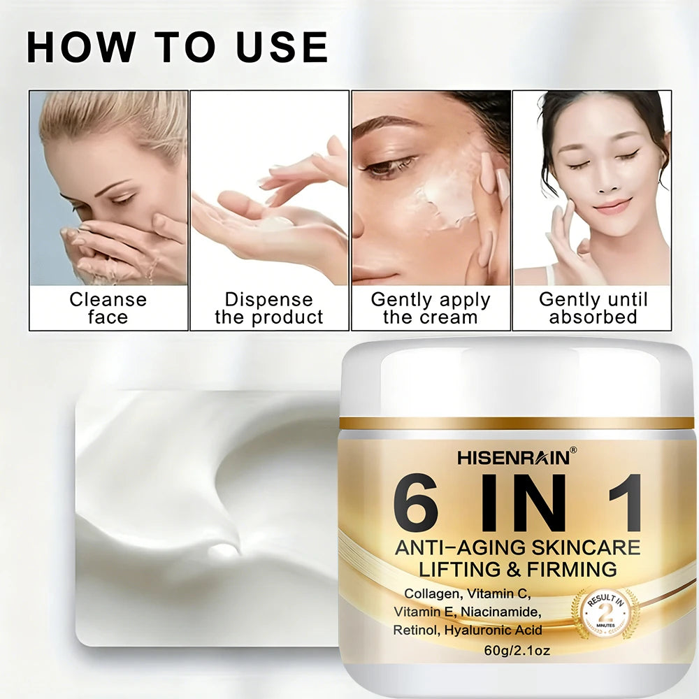 HISENRAIN 6-in-1 Anti-Aging Firming Cream – Wrinkle Reducer, Tightening & Rejuvenating Cream for Face. Peaceful Pleasures Health and Wellness
