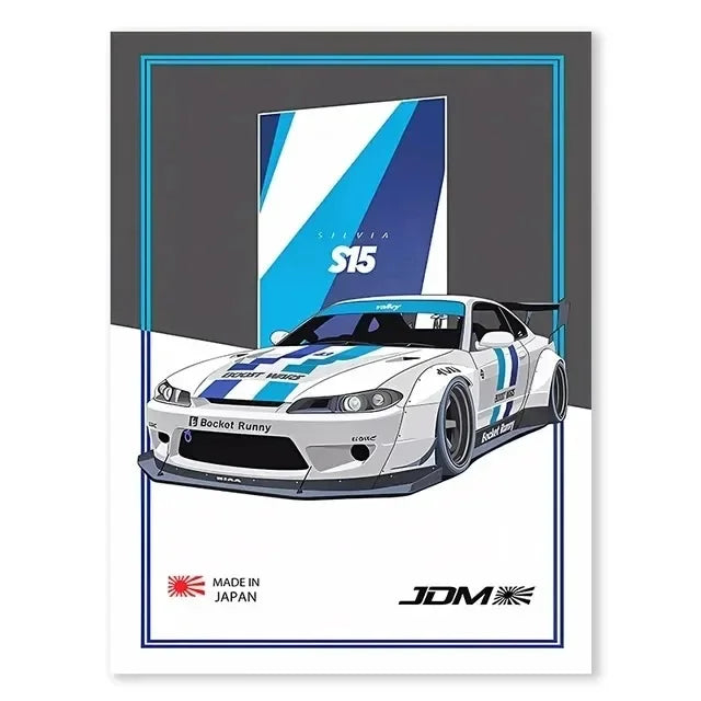 JDM GTR Sports Car Canvas Wall Art Poster | Boys Room Decor