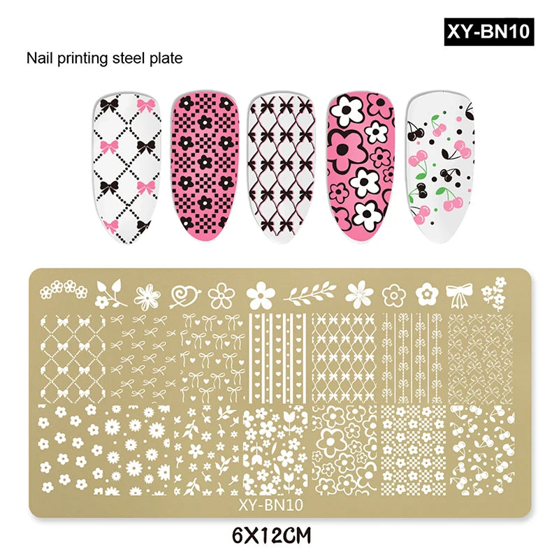 Nail Stamping Plates 12x6cm – Butterfly Flower Bowknot Designs
