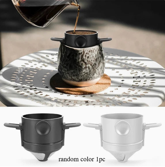 Foldable Portable Coffee Filter Coffee Maker Drip Coffee Tea Holder Reusable Paperless Pour Over Coffee Dripper Funnel brewer Peaceful Pleasures Health and Wellness random color 1PC