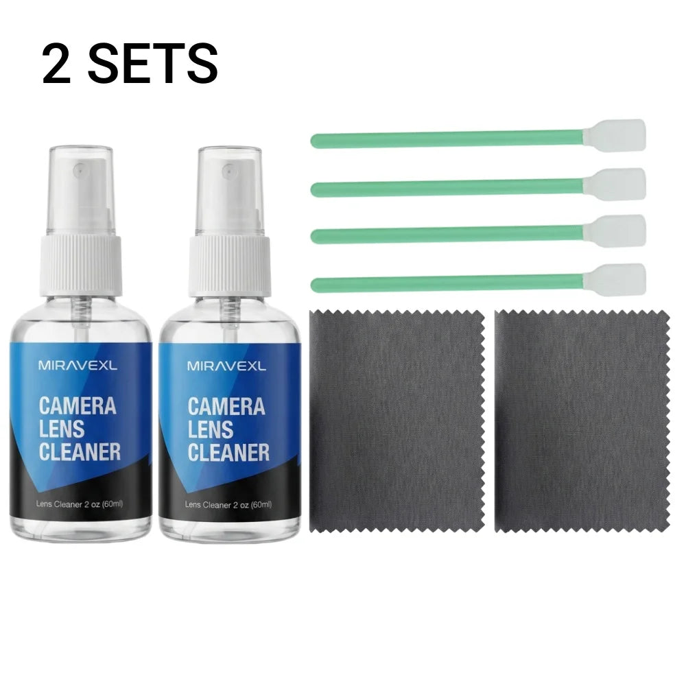 MIRAVEXL Camera Lens Cleaner Kit Microfiber Cloth Sensor Swab Dual Spray Dropper Bottle for DSLR Glasses VR Screen Optics Peaceful Pleasures Health and Wellness 2SETS