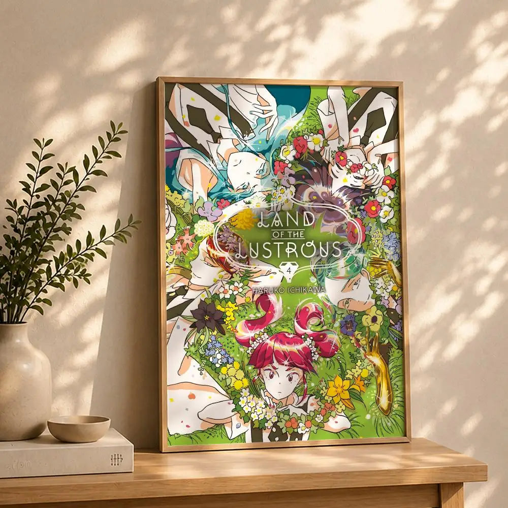 Land of the Lustrous Anime Poster – HD Self-Adhesive Wall Art Anime Wall Poster Peaceful Pleasures Health and Wellness White6 50X70cmNoframe
