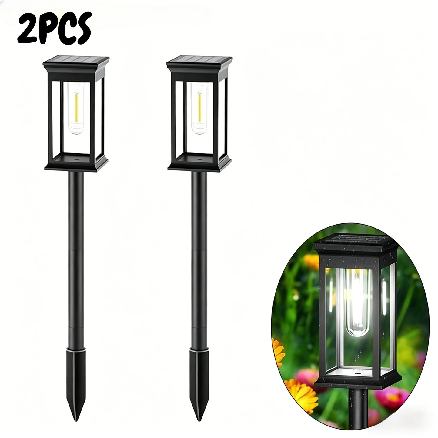 Solar Garden Spike Lights | Vintage Edison Bulb Outdoor Path Lamp
